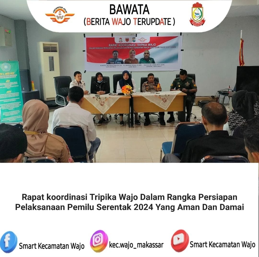 Gambar Rapat Koordinasi Tripika Wajo dalam mensukseskan Pemilu Sererntak yang Aman dan Damai